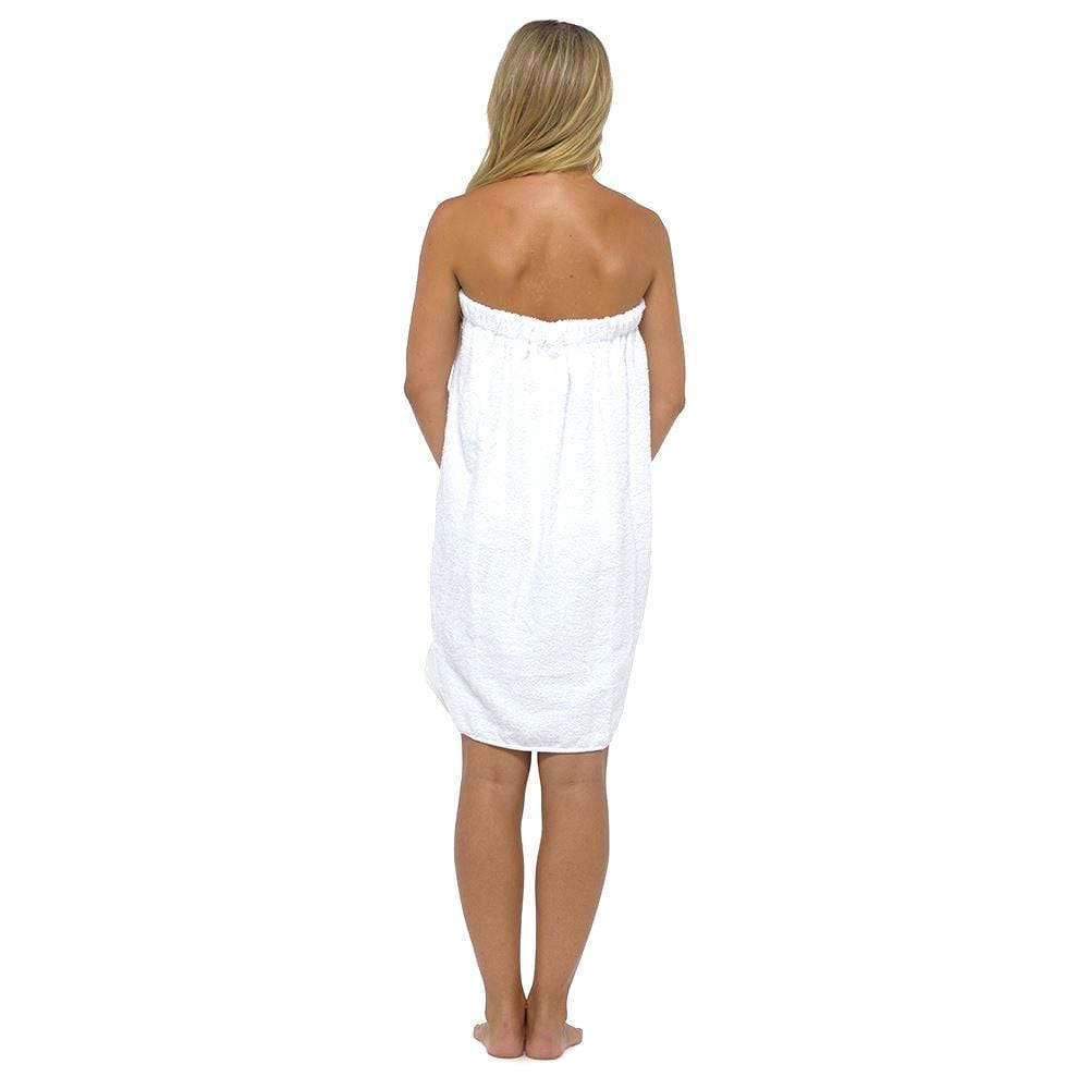 OLIVIA ROCCO Ladies Terry Towelling Cotton Sarong Towel Wrap With Adjustable Fit And Pocket For Shower Spa Gym Beach Travel Companion