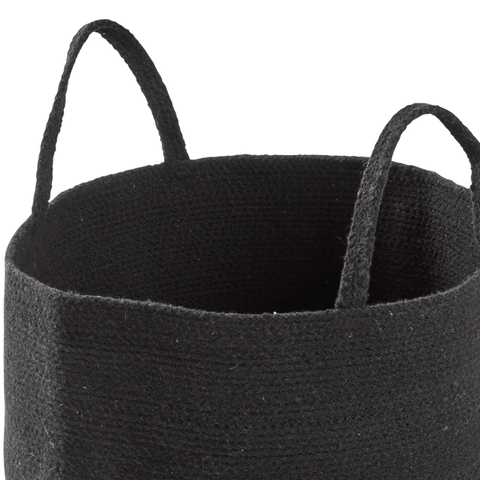 OLIVIA ROCCO Large Woven Cotton Laundry Basket With Handles Durable Rope Storage Bin For Clothes Toys Household Items Black Grey Natural
