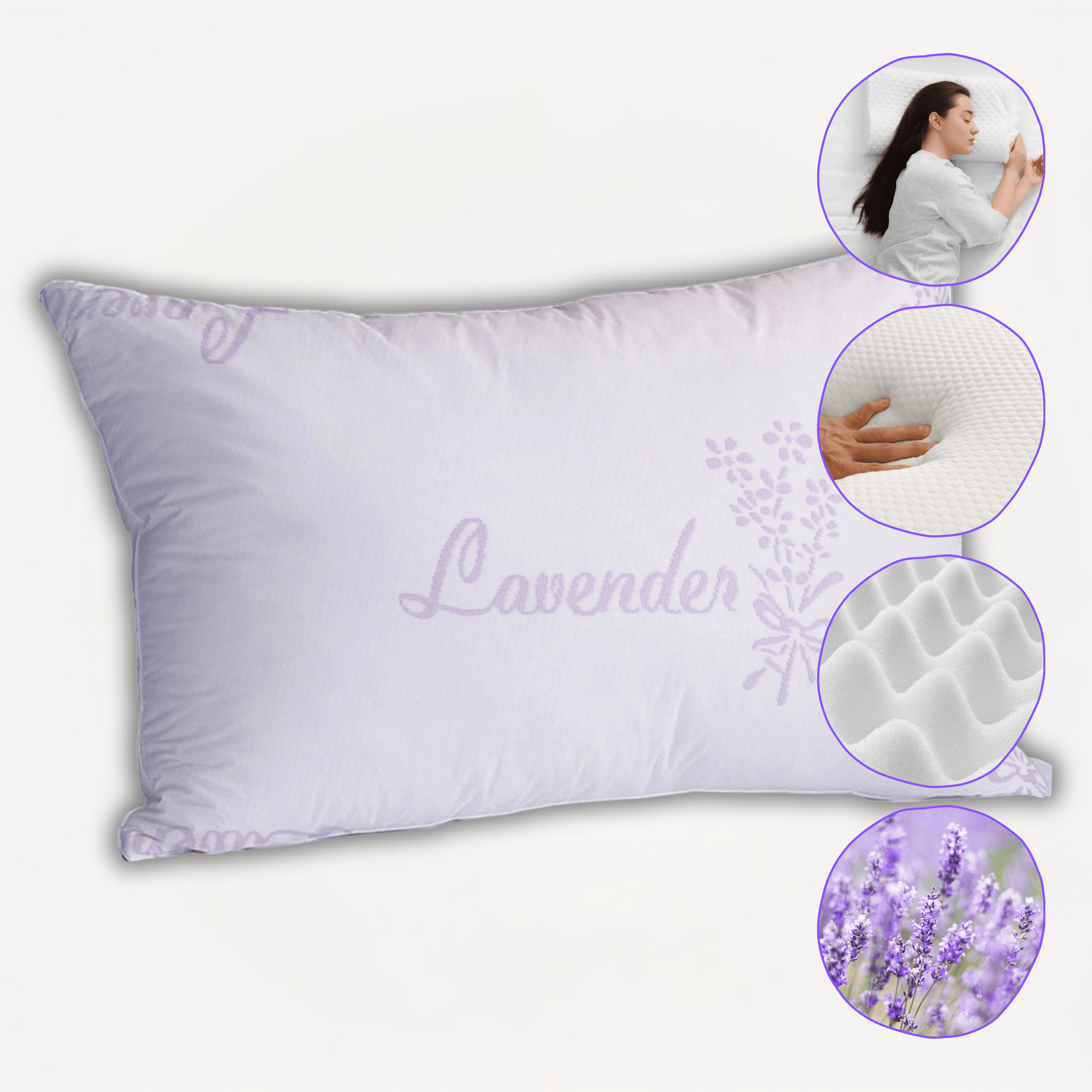 OLIVIA ROCCO Lavender Infused Microfibre Hotel Pillow Medium Support Hypoallergenic Side Sleeper Luxury Down Like Comfort
