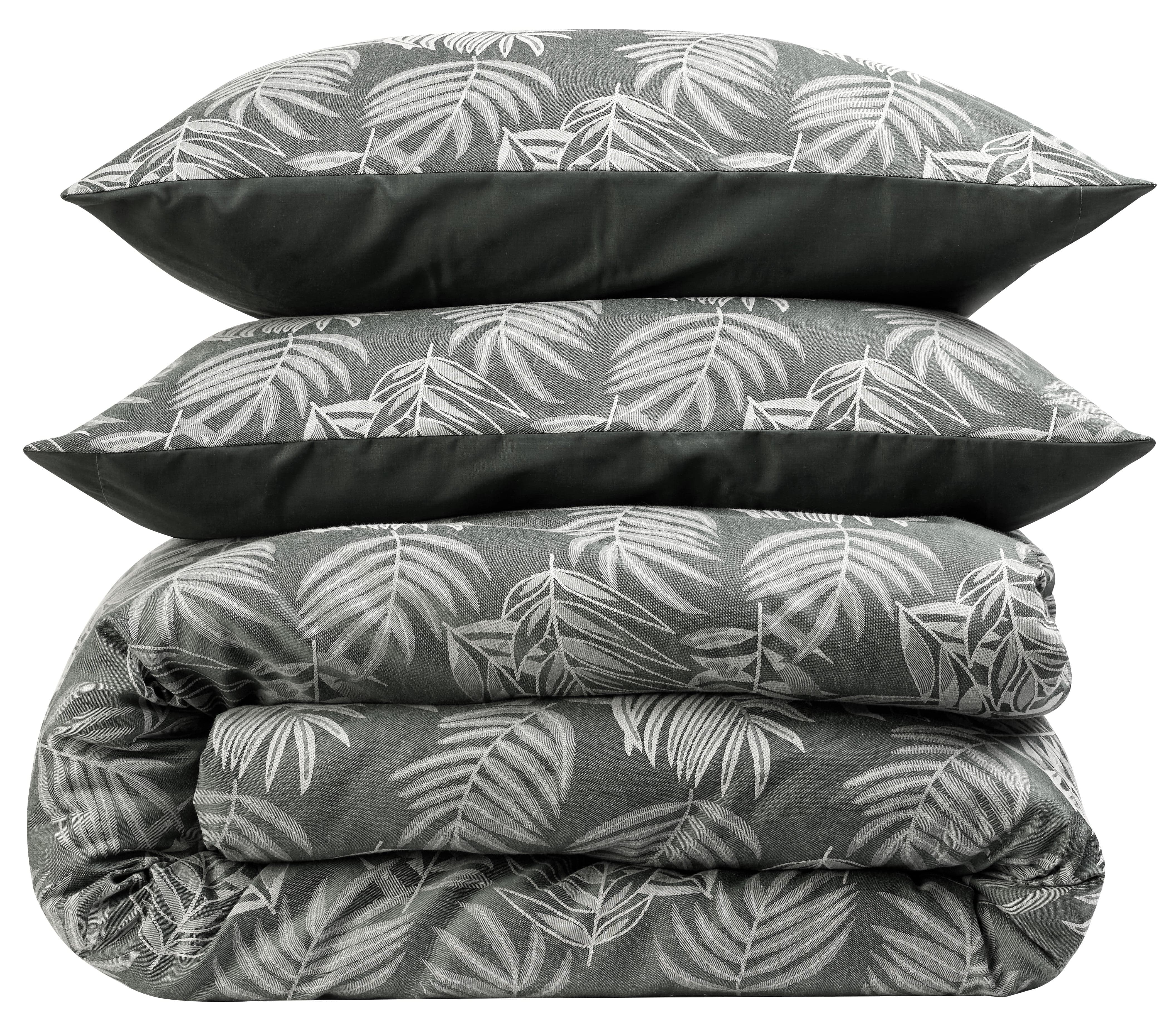 OLIVIA ROCCO Leaf Jacquard Reversible Duvet Cover Sets Grey And Pink Cotton Blend Eco Friendly Bedding In King Queen Double Single Sizes