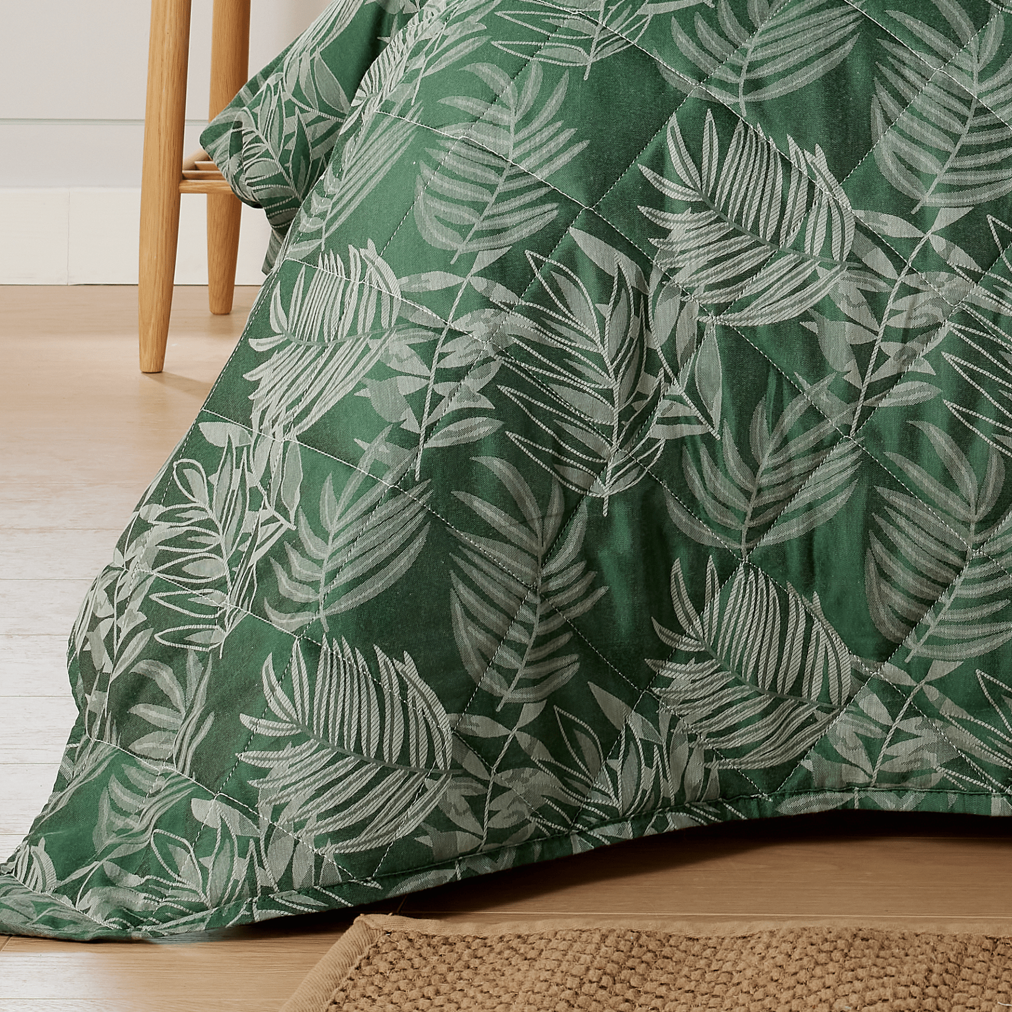 OLIVIA ROCCO Leaf Jacquard Reversible Duvet Cover Sets Grey And Pink Cotton Blend Eco Friendly Bedding In King Queen Double Single Sizes