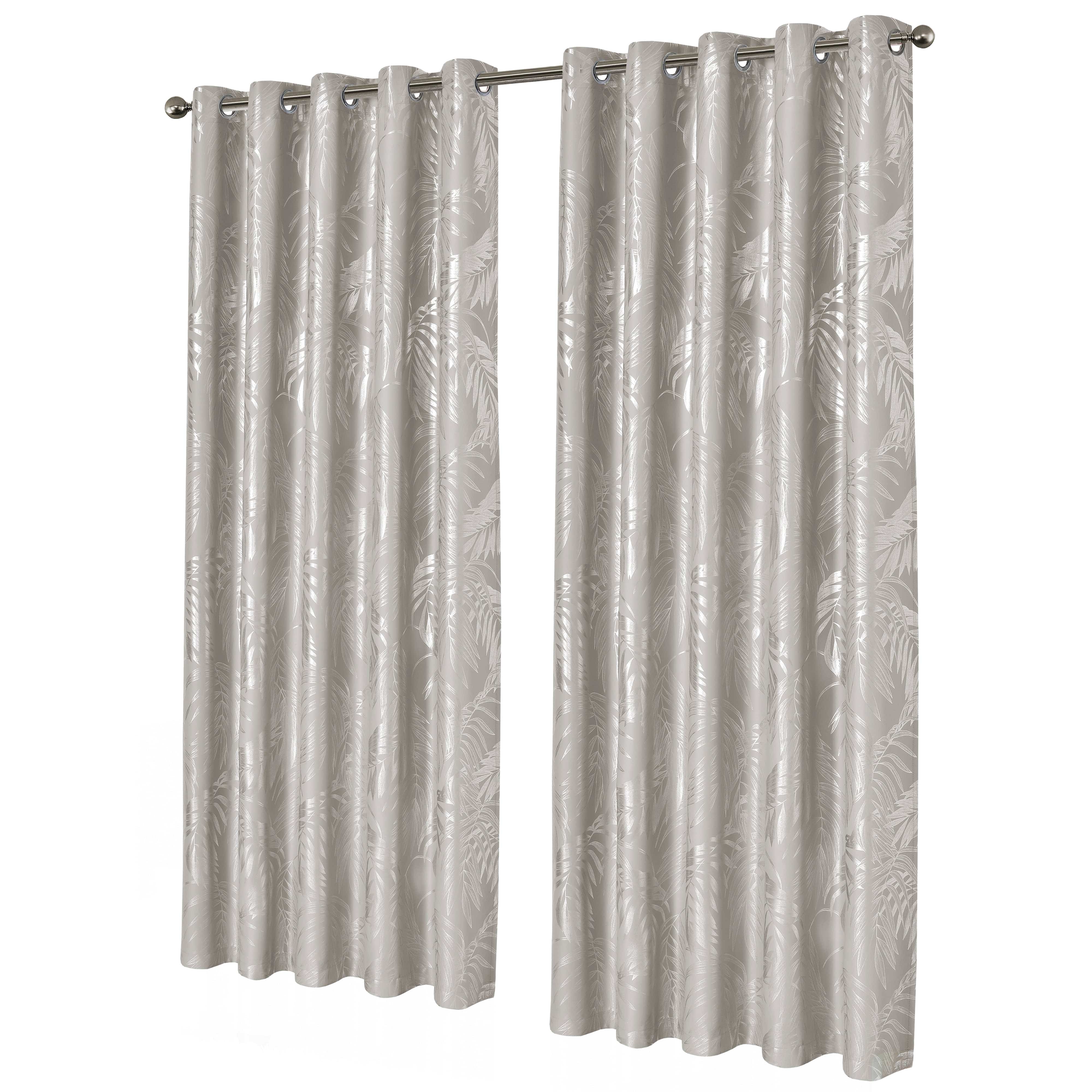 OLIVIA ROCCO Leaf Natural Sparkle Blackout Curtains Super Soft Thermal Insulated Eyelet Drapes 2 Panels For Living Room And Bedroom