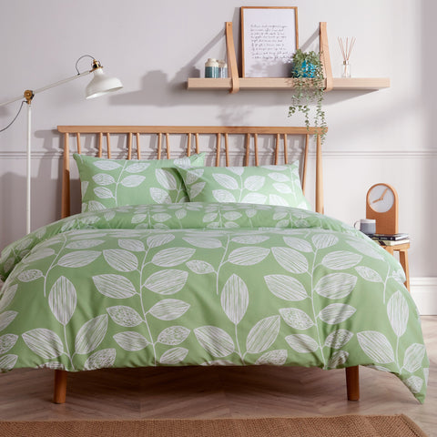 OLIVIA ROCCO Leaf Print Reversible Cotton Rich Duvet Cover Set With Pillowcases Black And Gray All Sizes OEKO-TEX Certified