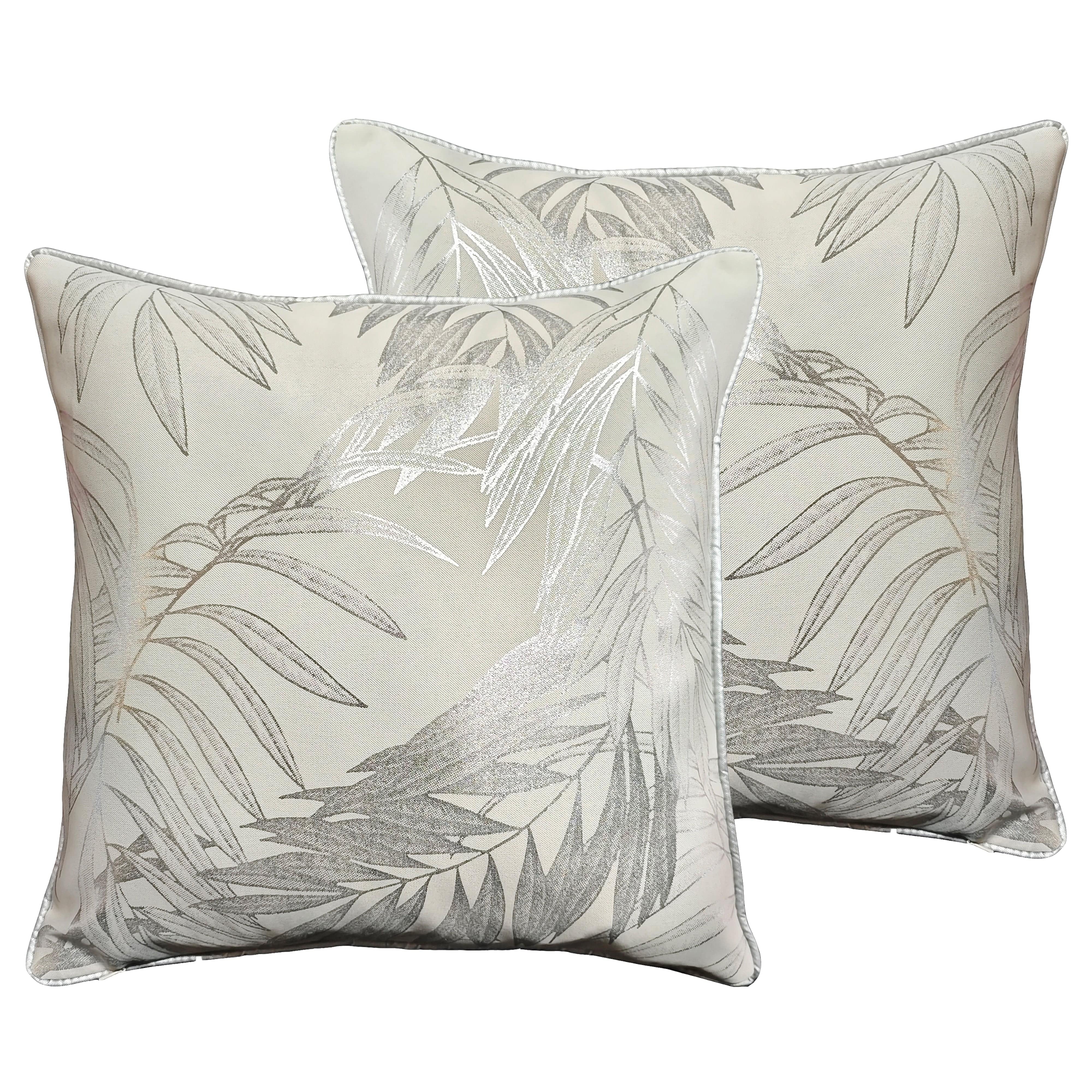OLIVIA ROCCO Leaf Sparkle Cushion Covers 2 Pack Leaf Natural Modern Decorative Throw Pillow Cases For Sofa Or Bed With Subtle Sparkle Pattern