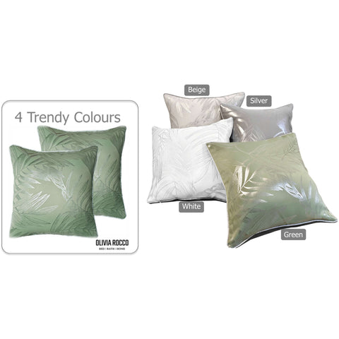 OLIVIA ROCCO Leaf Sparkle 2 Pack Cushion Covers Leaf Sage Green Modern Decorative Throw Pillow Cases for Sofa or Bed Set