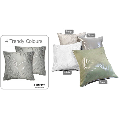 OLIVIA ROCCO Leaf Sparkle 2 Pack Cushion Covers Leaf Silver Modern Decorative Throw Pillow Cases For Sofa Bed Living Room