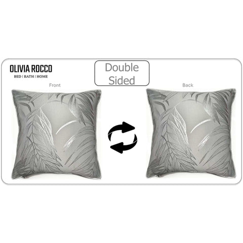 OLIVIA ROCCO Leaf Sparkle 2 Pack Cushion Covers Leaf Silver Modern Decorative Throw Pillow Cases For Sofa Bed Living Room