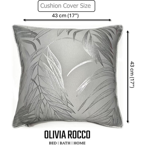 OLIVIA ROCCO Leaf Sparkle 2 Pack Cushion Covers Leaf Silver Modern Decorative Throw Pillow Cases For Sofa Bed Living Room