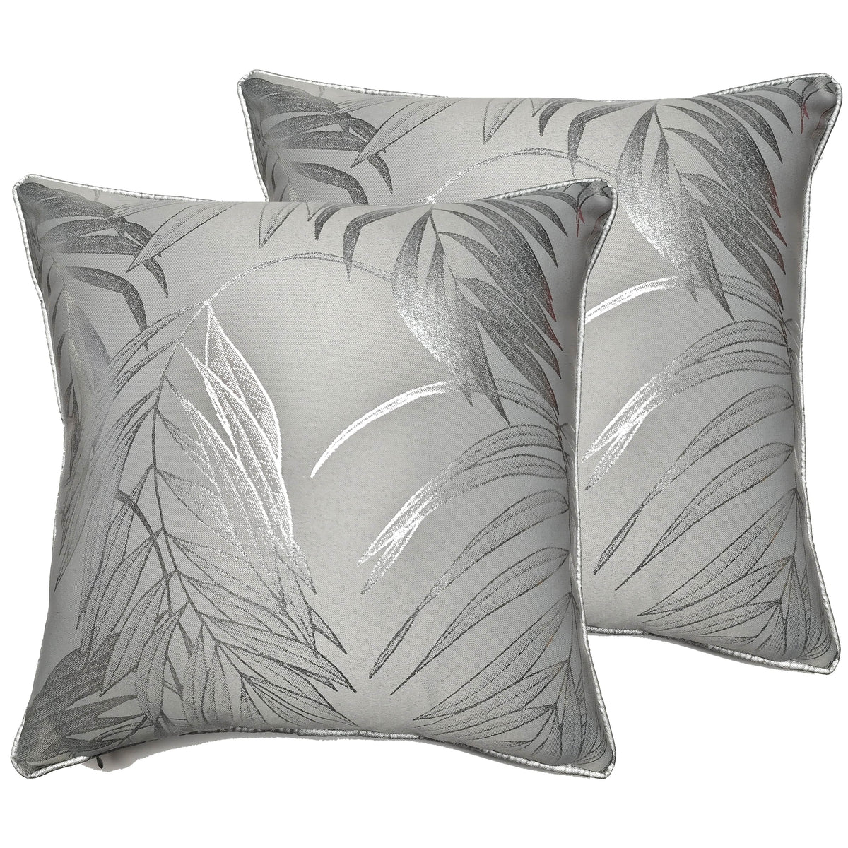OLIVIA ROCCO Leaf Sparkle 2 Pack Cushion Covers Leaf Silver Modern Decorative Throw Pillow Cases For Sofa Bed Living Room