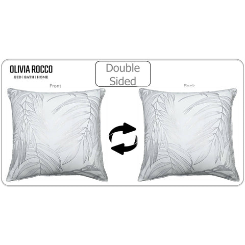 OLIVIA ROCCO Leaf Sparkle Set Of 2 Cushion Covers Leaf White Modern Decorative Throw Pillow Cases For Sofa And Bed Decor