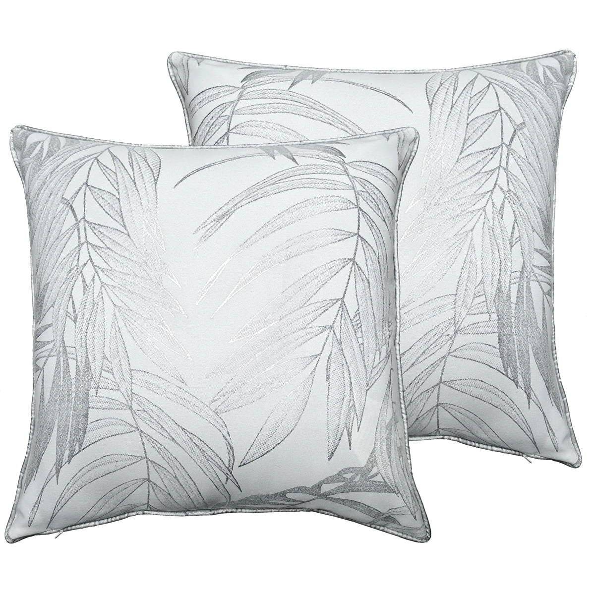 OLIVIA ROCCO Leaf Sparkle Set Of 2 Cushion Covers Leaf White Modern Decorative Throw Pillow Cases For Sofa And Bed Decor