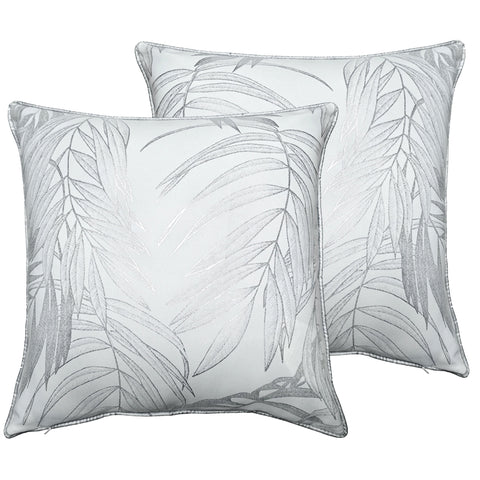OLIVIA ROCCO Leaf Sparkle Set Of 2 Cushion Covers Leaf White Modern Decorative Throw Pillow Cases For Sofa And Bed Decor