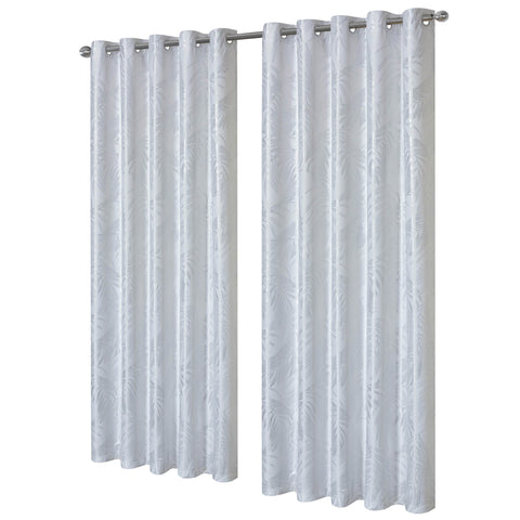 OLIVIA ROCCO Leaf White Sparkle Blackout Curtains Super Soft Fabric Thermal Insulated Eyelet Drapes 2 Panels For Living Room Bedroom