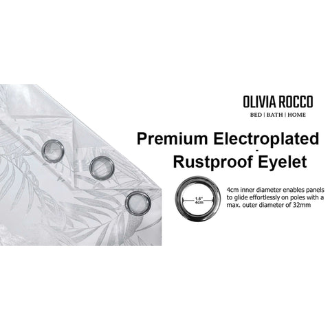 OLIVIA ROCCO Leaf White Sparkle Blackout Curtains Super Soft Fabric Thermal Insulated Eyelet Drapes 2 Panels For Living Room Bedroom