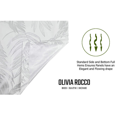 OLIVIA ROCCO Leaf White Sparkle Blackout Curtains Super Soft Fabric Thermal Insulated Eyelet Drapes 2 Panels For Living Room Bedroom