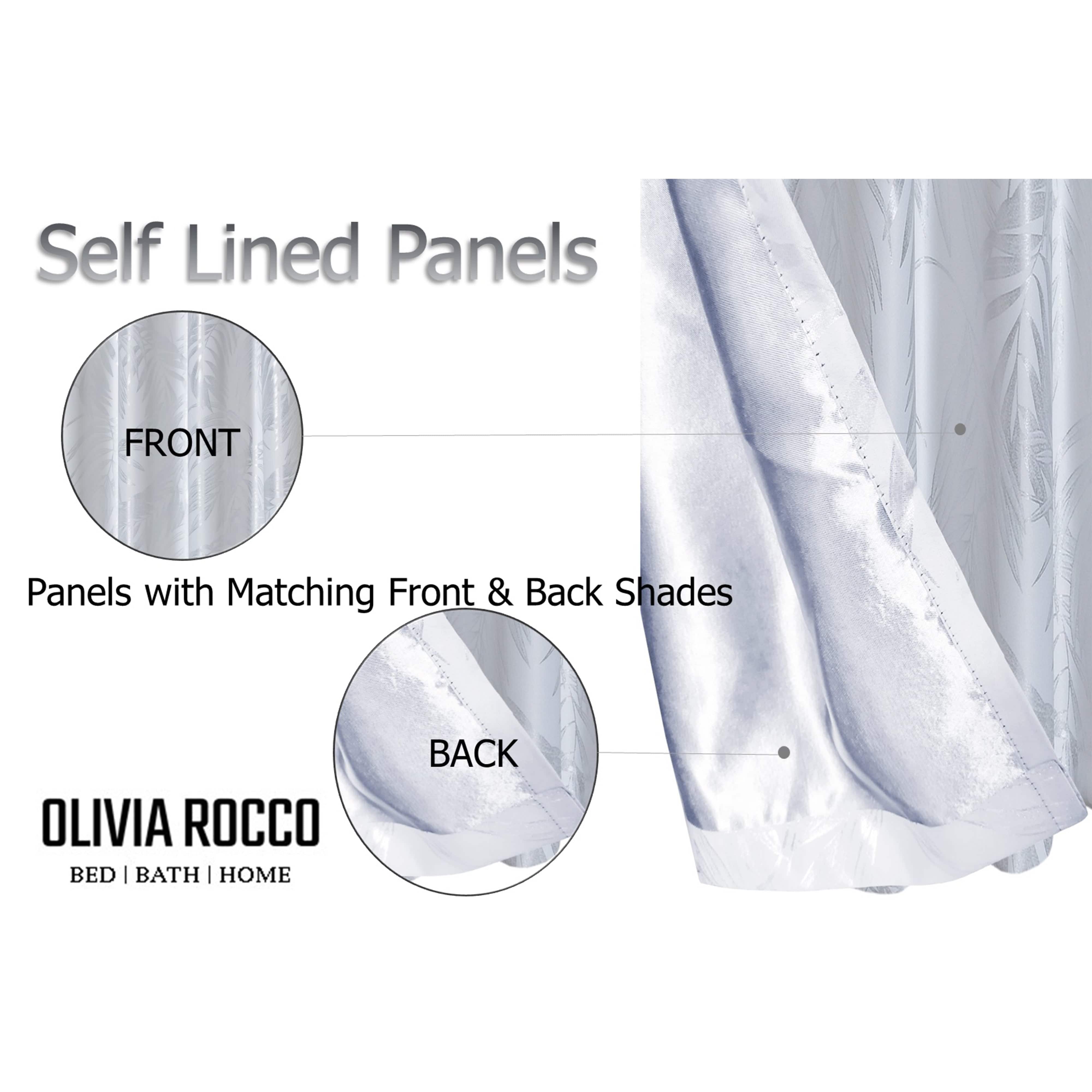 OLIVIA ROCCO Leaf White Sparkle Blackout Curtains Super Soft Fabric Thermal Insulated Eyelet Drapes 2 Panels For Living Room Bedroom