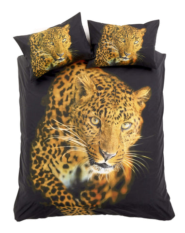 OLIVIA ROCCO Leopard Print 3D Photo Panel Duvet Set Cotton Rich OEKO-TEX Designed In England For Single Double King Sizes