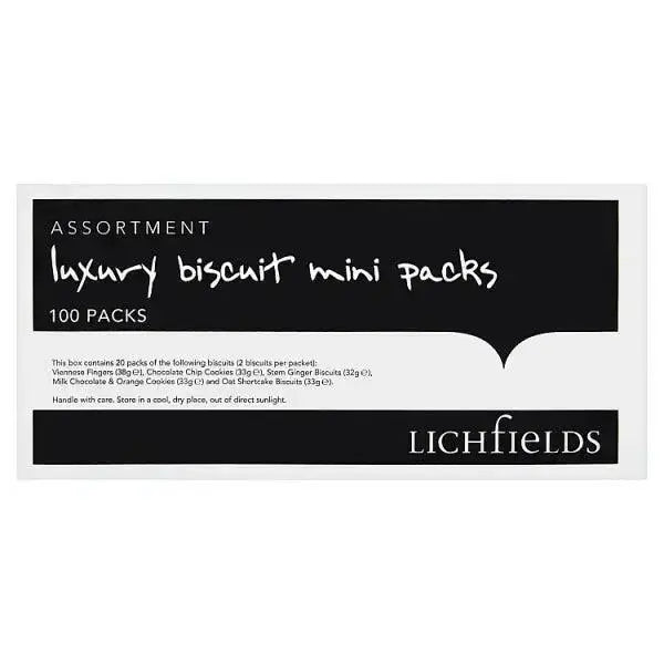 Lichfields 100 Assorted Luxury Biscuit Mini Packs (Case of 100)