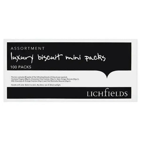 Lichfields 100 Assorted Luxury Biscuit Mini Packs (Case of 100)