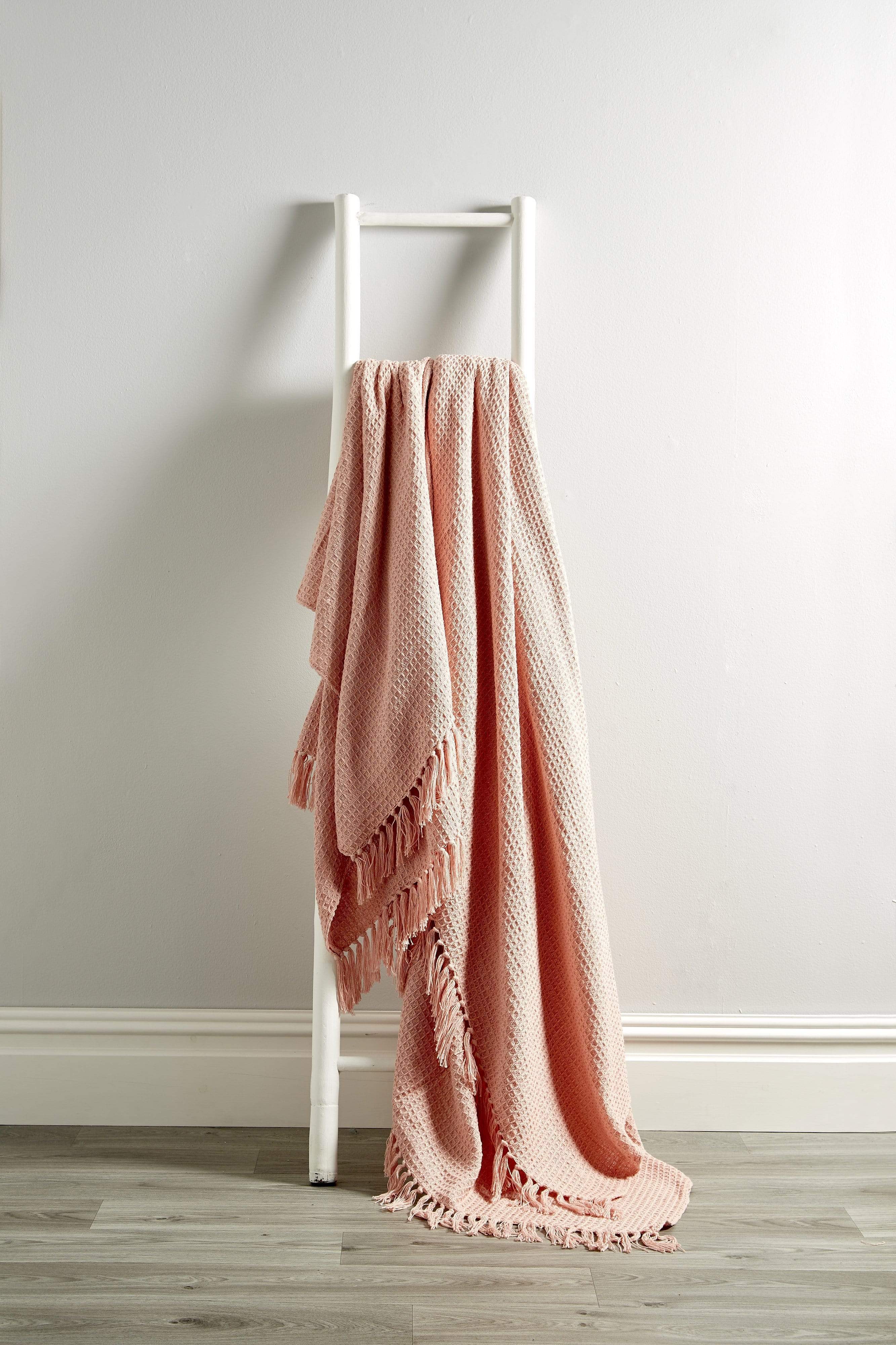 OLIVIA ROCCO Lisbon Pure Indian Cotton Handwoven Honeycomb Throw Blanket Lightweight Soft Cover For Sofa Bed Or Living Room 10 Colours And Sizes