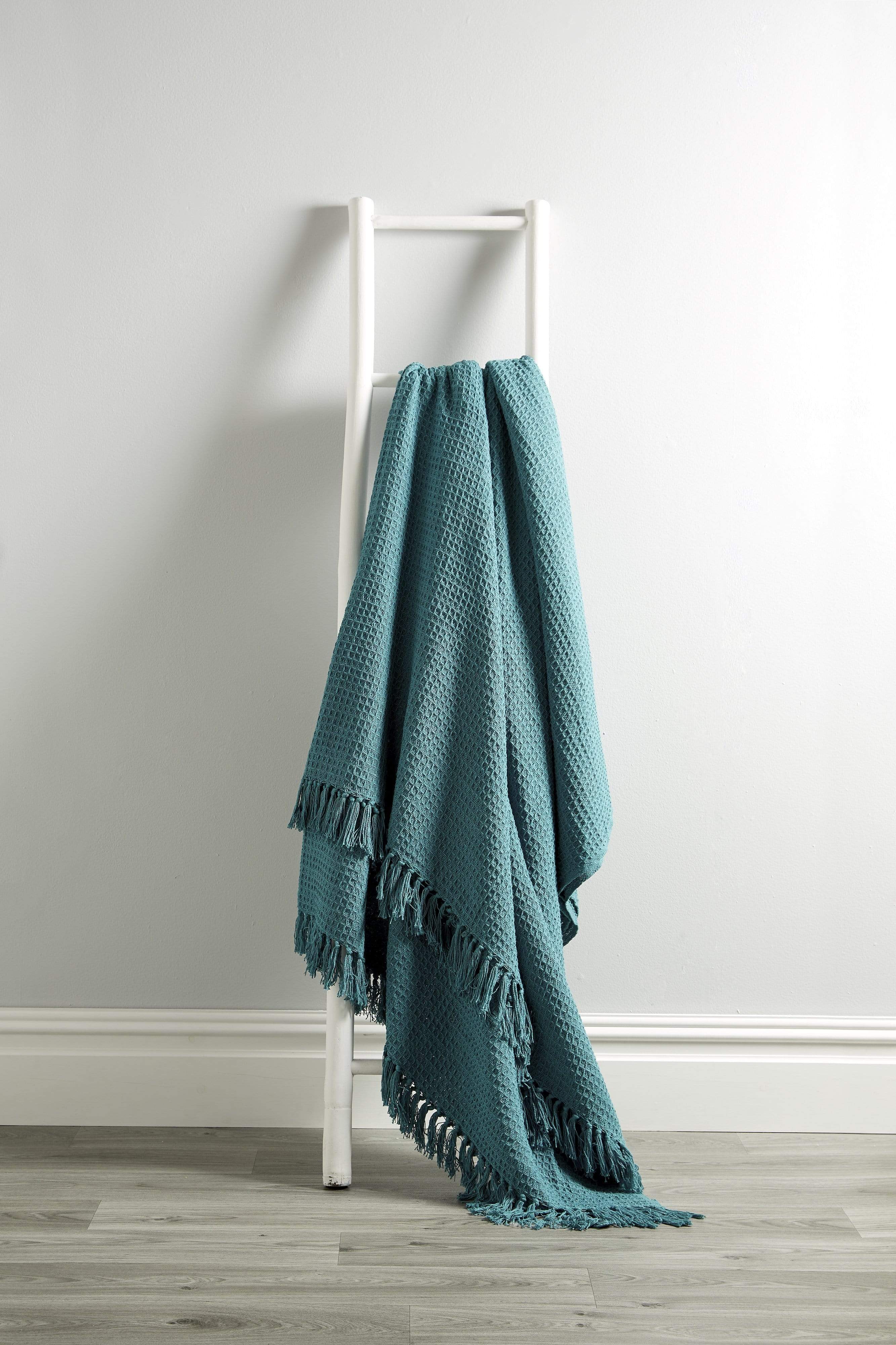 OLIVIA ROCCO Lisbon Pure Indian Cotton Handwoven Honeycomb Throw Blanket Lightweight Soft Cover For Sofa Bed Or Living Room 10 Colours And Sizes
