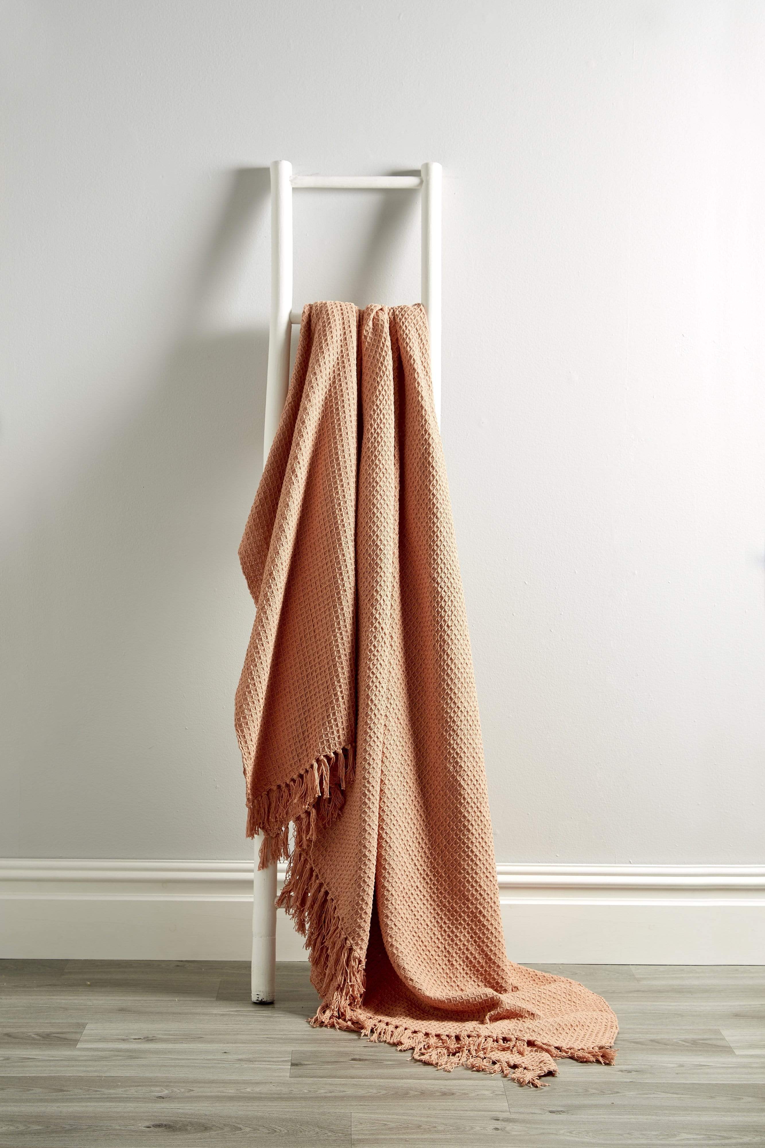 OLIVIA ROCCO Lisbon Pure Indian Cotton Handwoven Honeycomb Throw Blanket Lightweight Soft Cover For Sofa Bed Or Living Room 10 Colours And Sizes