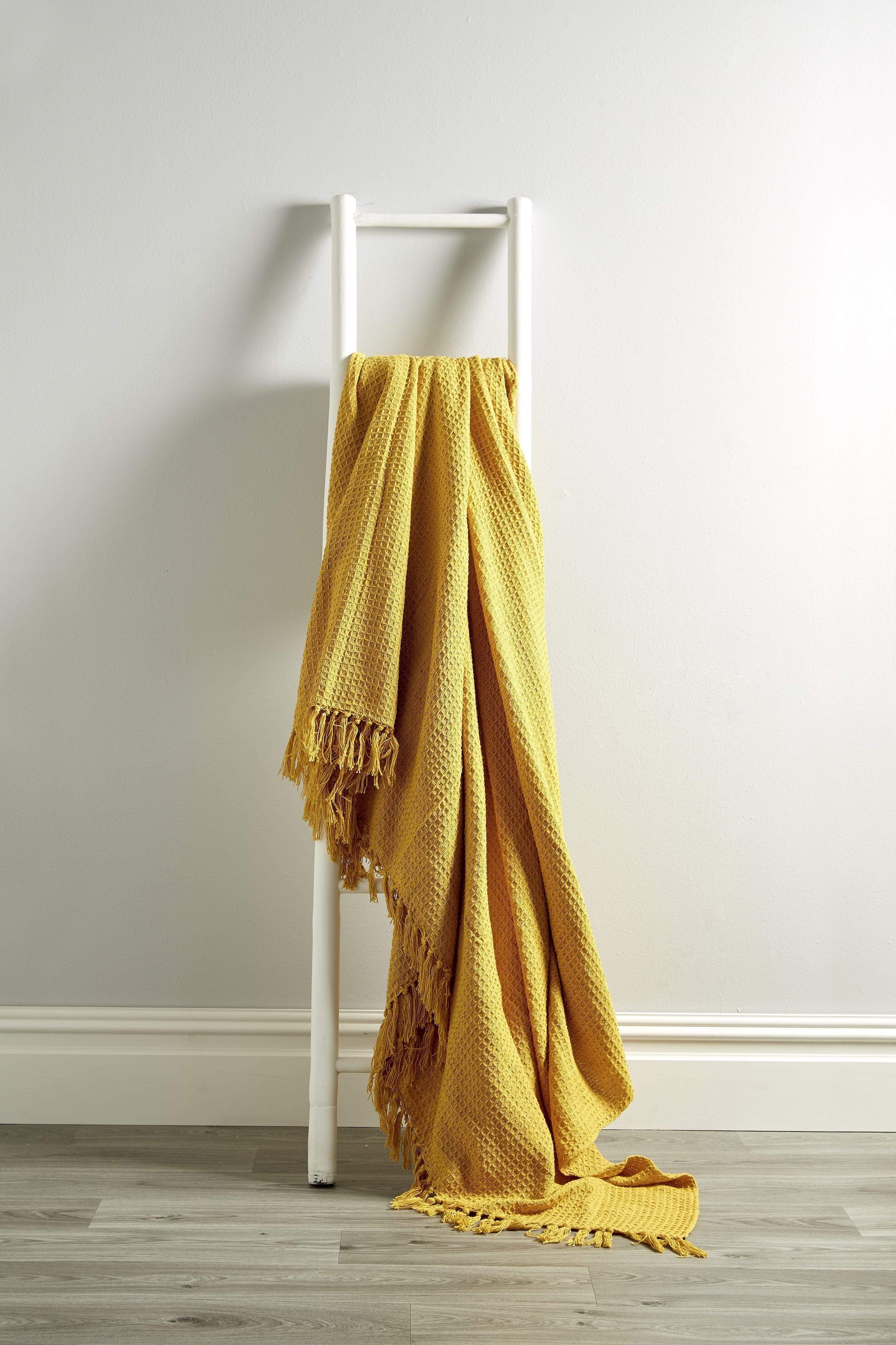 OLIVIA ROCCO Lisbon Pure Indian Cotton Handwoven Honeycomb Throw Blanket Lightweight Soft Cover For Sofa Bed Or Living Room 10 Colours And Sizes