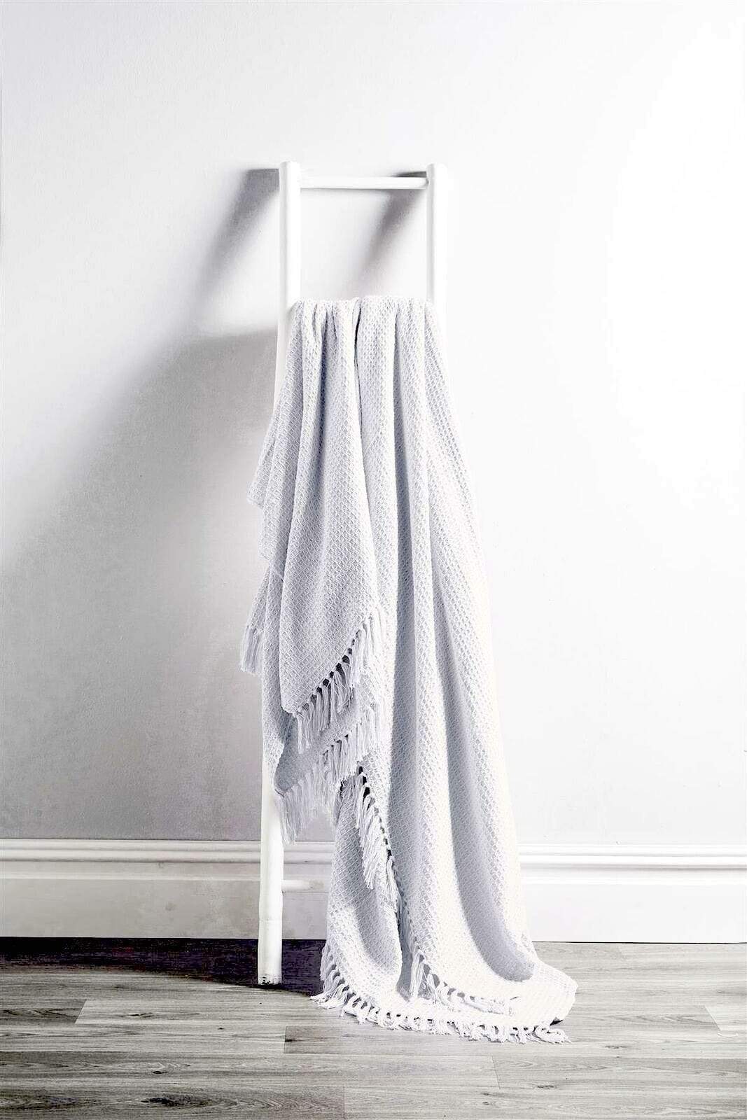 OLIVIA ROCCO Lisbon Pure Indian Cotton Handwoven Honeycomb Throw Blanket Lightweight Soft Cover For Sofa Bed Or Living Room 10 Colours And Sizes