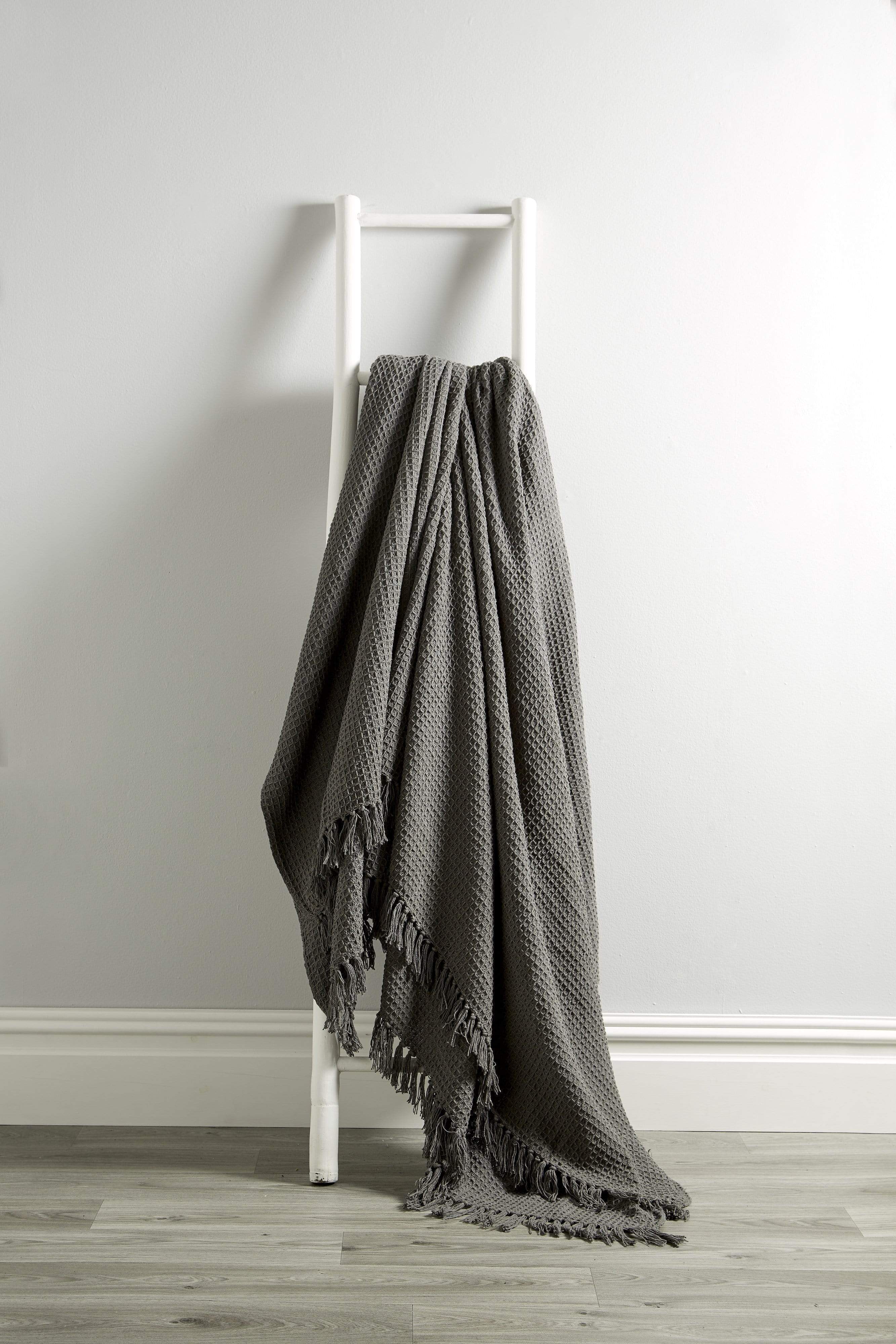 OLIVIA ROCCO Lisbon Pure Indian Cotton Handwoven Honeycomb Throw Blanket Lightweight Soft Cover For Sofa Bed Or Living Room 10 Colours And Sizes