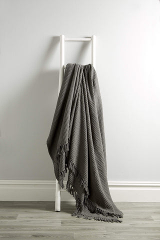 OLIVIA ROCCO Lisbon Pure Indian Cotton Handwoven Honeycomb Throw Blanket Lightweight Soft Cover For Sofa Bed Or Living Room 10 Colours And Sizes