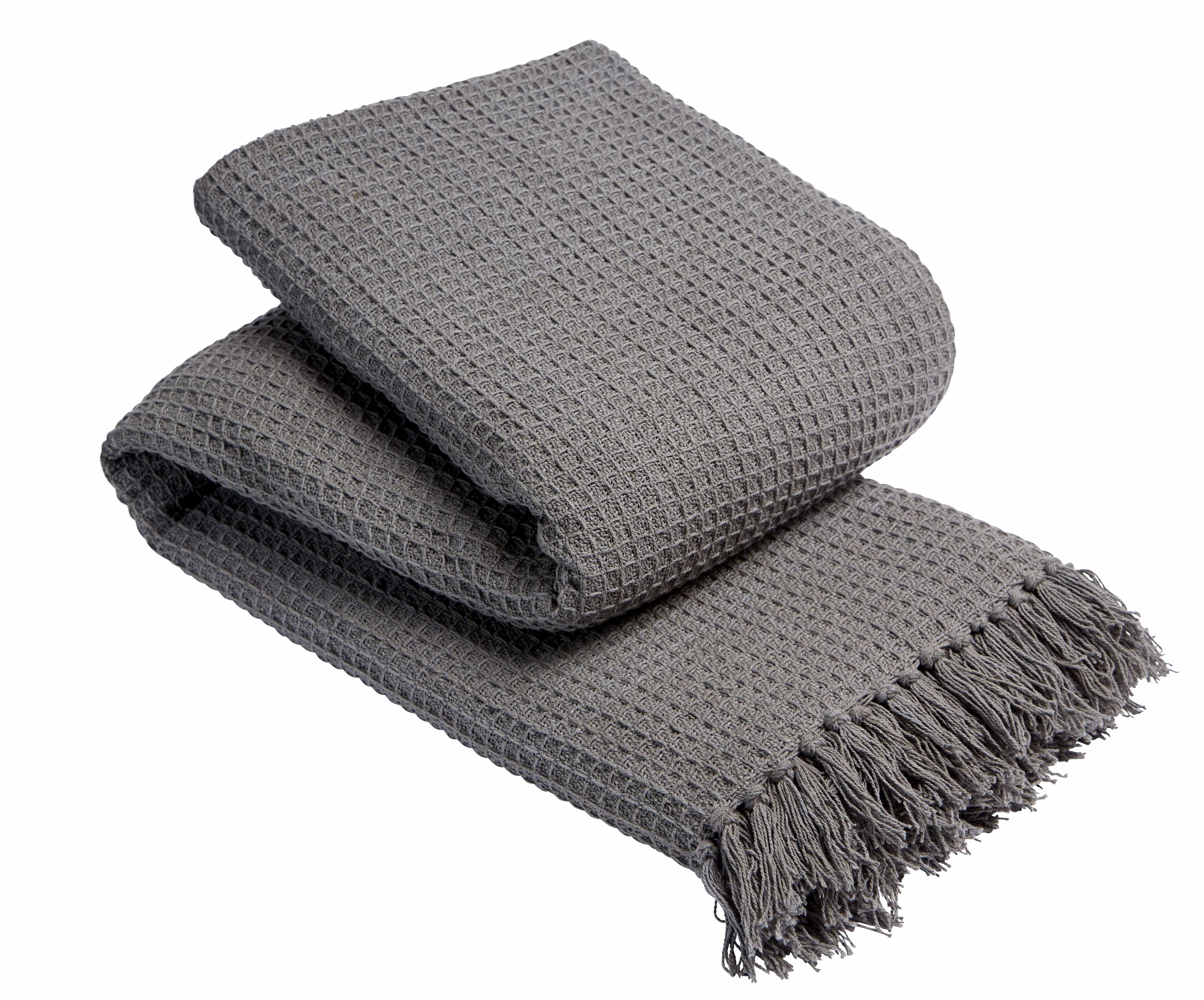 OLIVIA ROCCO Lisbon Pure Indian Cotton Handwoven Honeycomb Throw Blanket Lightweight Soft Cover For Sofa Bed Or Living Room 10 Colours And Sizes