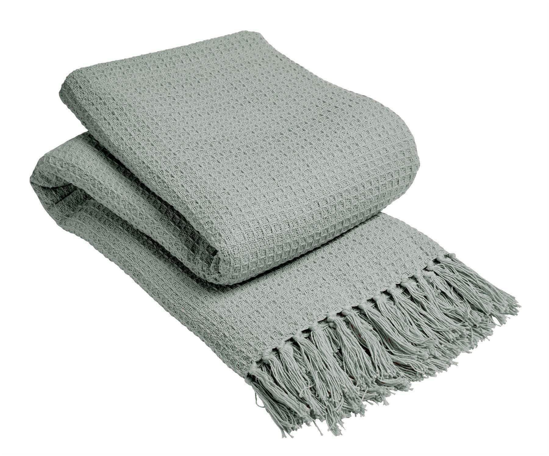 OLIVIA ROCCO Lisbon Pure Indian Cotton Handwoven Honeycomb Throw Blanket Lightweight Soft Cover For Sofa Bed Or Living Room 10 Colours And Sizes
