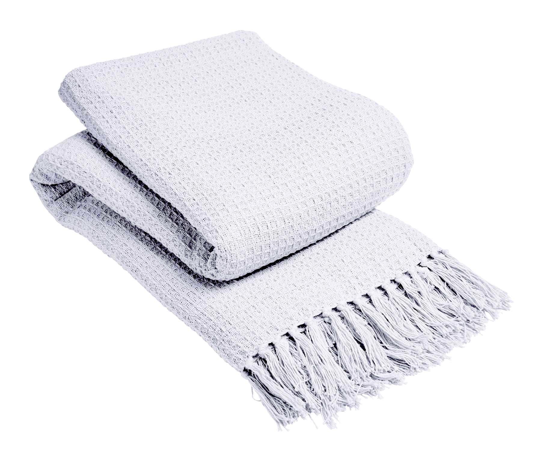 OLIVIA ROCCO Lisbon Pure Indian Cotton Handwoven Honeycomb Throw Blanket Lightweight Soft Cover For Sofa Bed Or Living Room 10 Colours And Sizes
