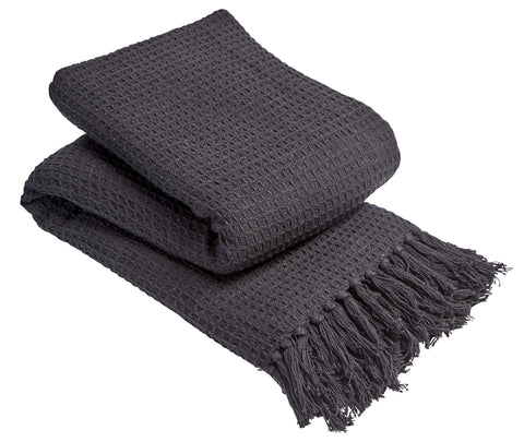 OLIVIA ROCCO Lisbon Pure Indian Cotton Handwoven Honeycomb Throw Blanket Lightweight Soft Cover For Sofa Bed Or Living Room 10 Colours And Sizes