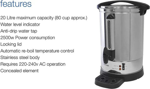 Lloytron Stainless Steel Hot Water Urn 20Ltr