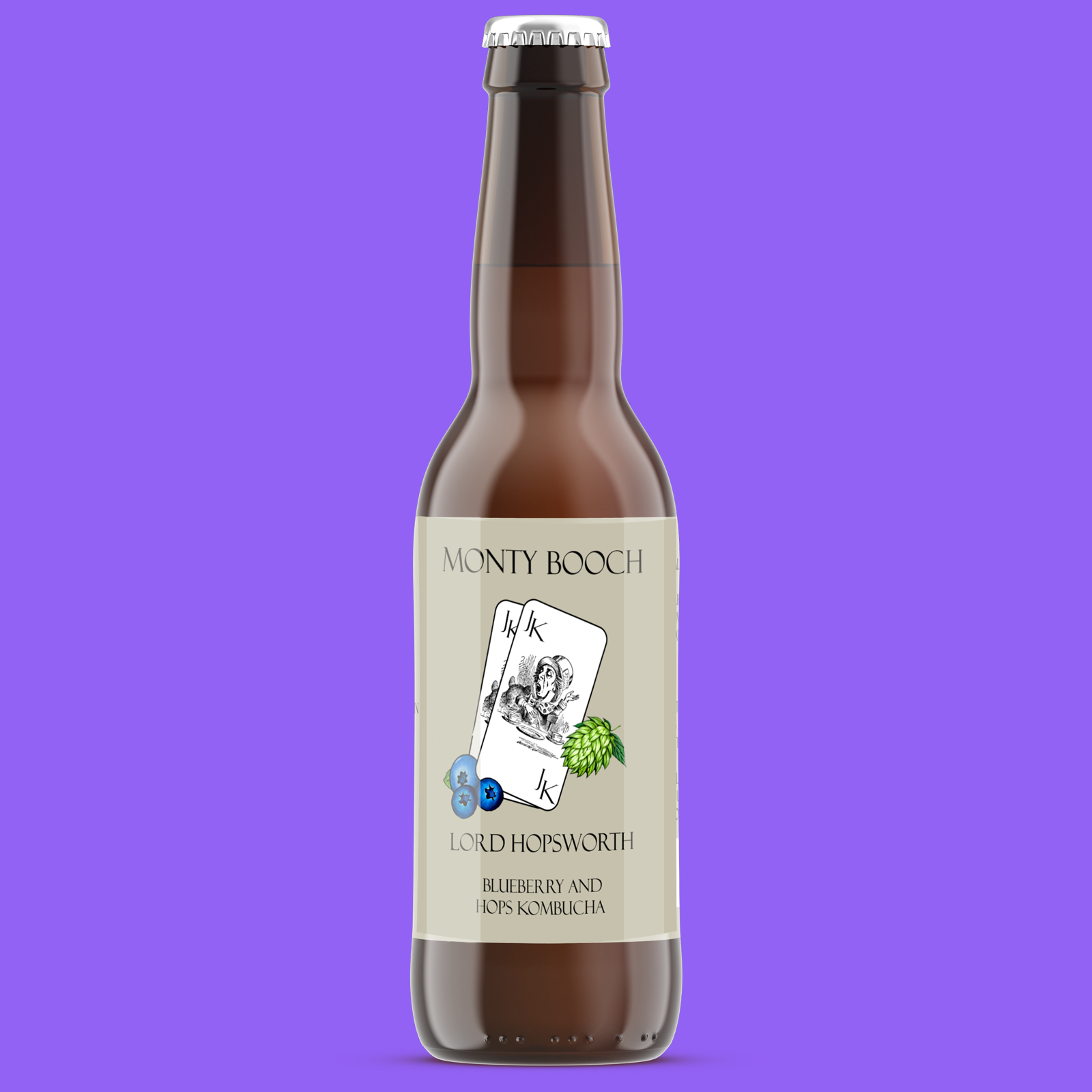 Lord Hopsworth Hopped Blueberry Kombucha - 12 Pack (330ml Bottles) - Probiotic Drink