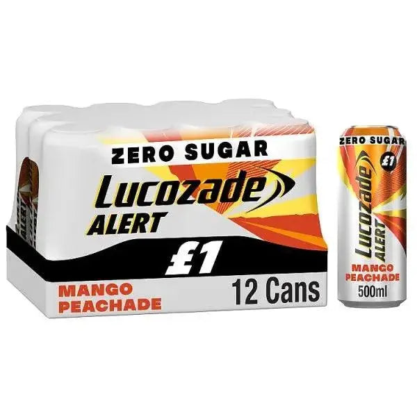 Lucozade Alert Zero Mango & Peach Caffeine Energy Drink 500ml £1 PMP (Case of 12)