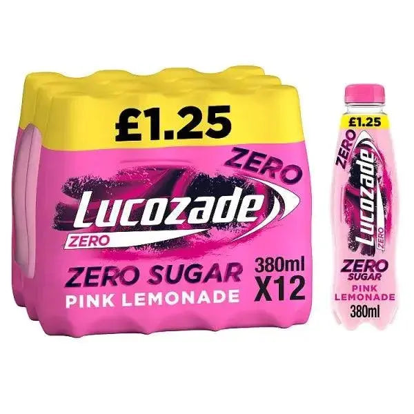 Lucozade Zero Pink Lemonade 380ml (Case of 12)