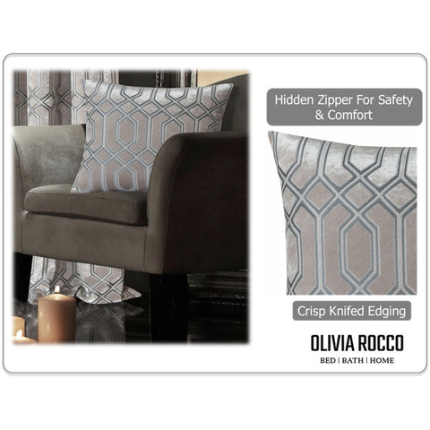 OLIVIA ROCCO Luxe Geo Velvet Cushion Covers 2 Pack Champagne Geometric Decorative Cushions For Sofa Bed And Living Room Set