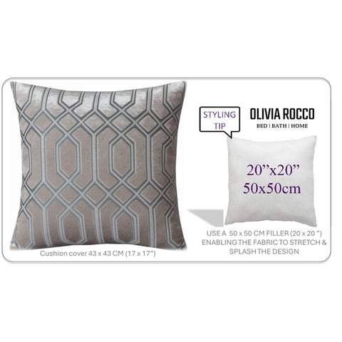 OLIVIA ROCCO Luxe Geo Velvet Cushion Covers 2 Pack Champagne Geometric Decorative Cushions For Sofa Bed And Living Room Set