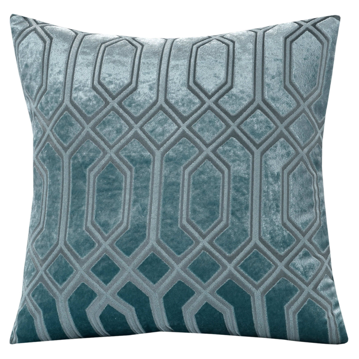 OLIVIA ROCCO Luxe Geo Velvet Cushion Covers 2 Pack Teal 43x43 cm Geometric Decorative Cushions for Sofa Bed and Living Room