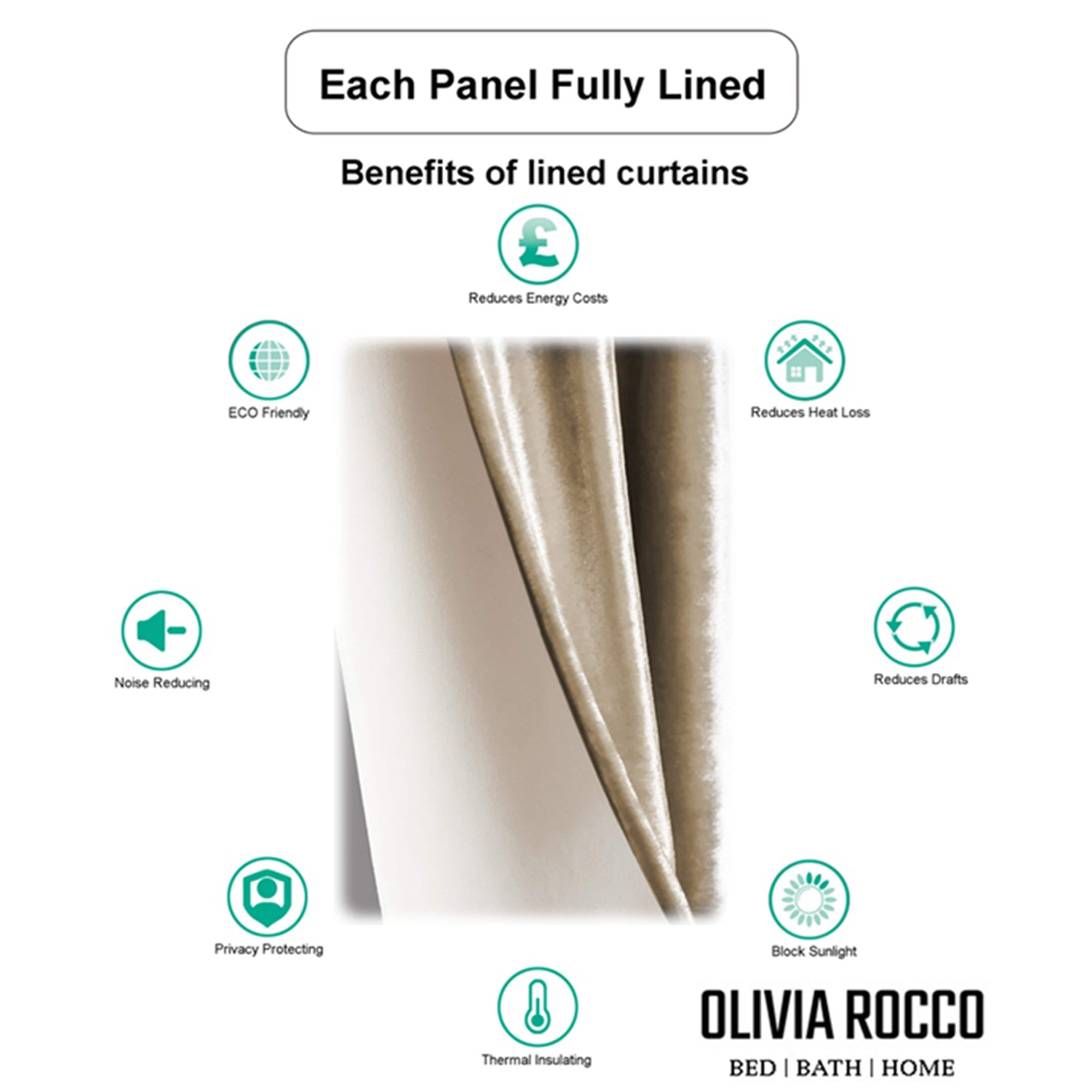 OLIVIA ROCCO Luxe Geo Velvet Eyelet Curtains Champagne Thermal Insulated Soundproof Light Blocking Drapes For Bedroom And Lounge