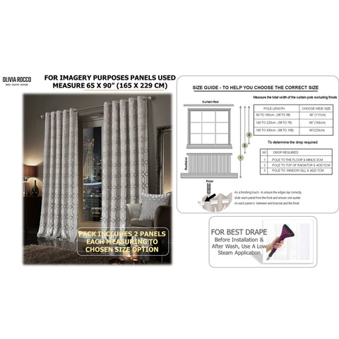 OLIVIA ROCCO Luxe Geo Velvet Eyelet Curtains Champagne Thermal Insulated Soundproof Light Blocking Drapes For Bedroom And Lounge