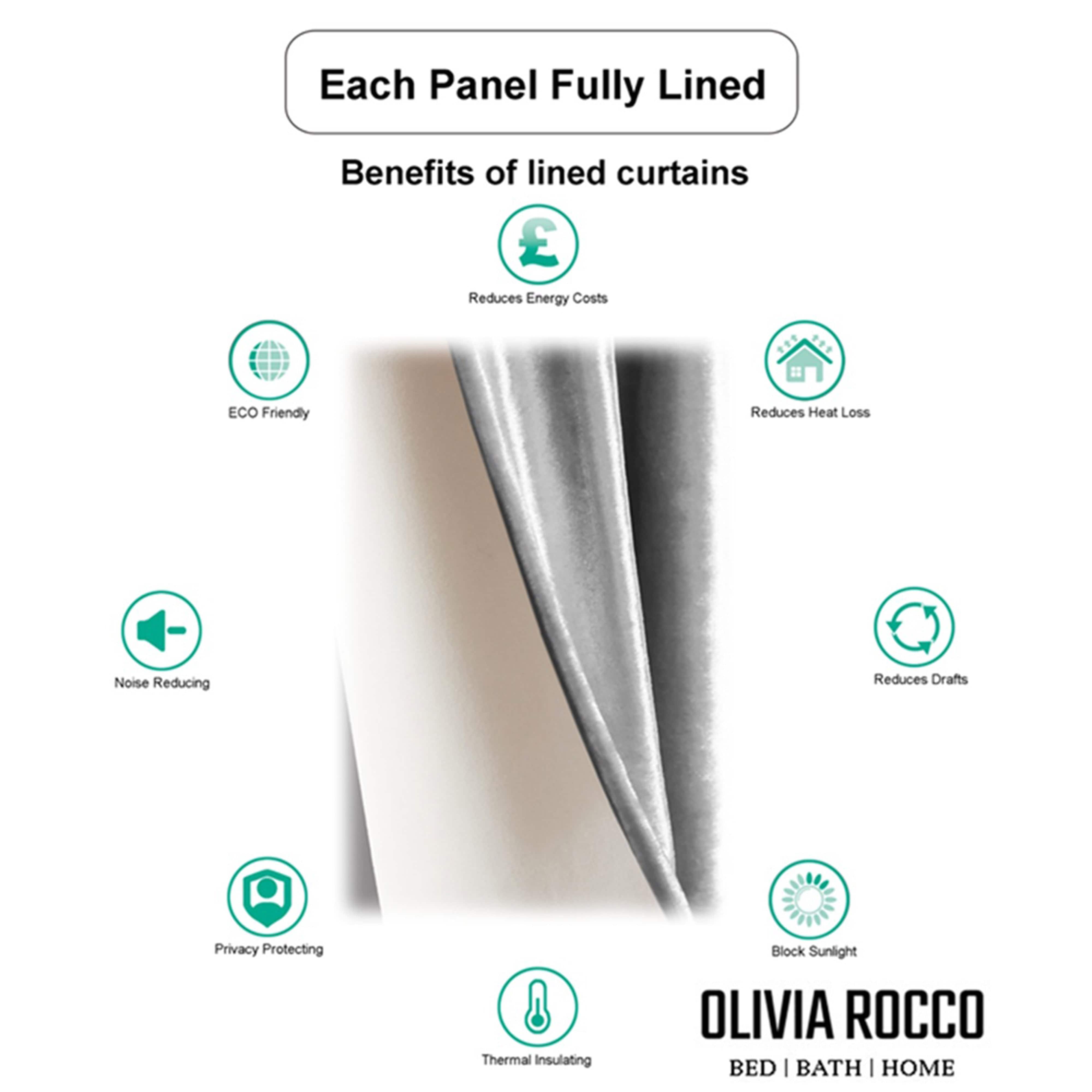 OLIVIA ROCCO Luxe Geo Velvet Eyelet Curtains Grey Thermal Insulated Soundproof Light Blocking Drapes For Bedroom And Lounge