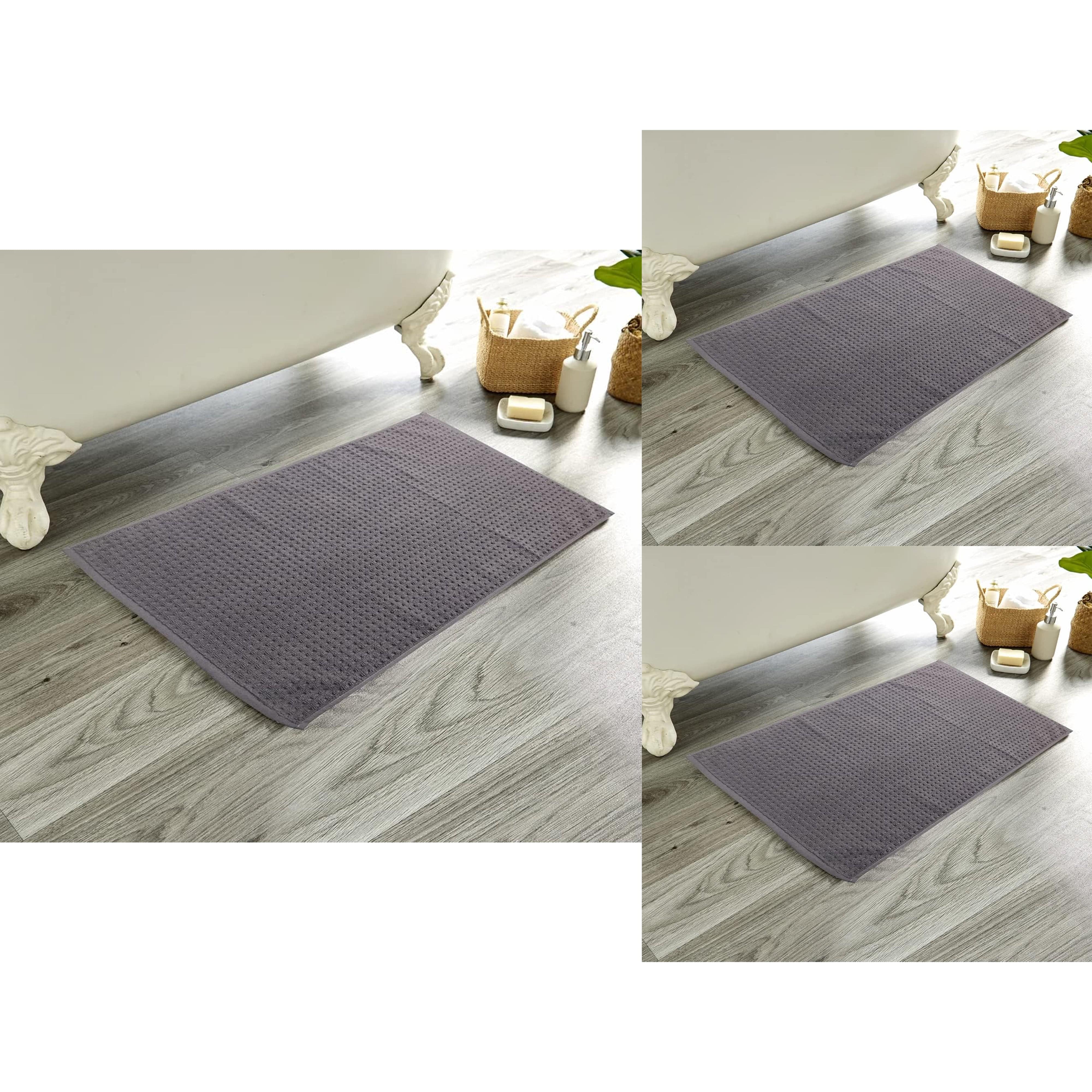 OLIVIA ROCCO Pack Of 3 Luxe Ultra-Soft Deep Cotton Pile Bathmats Eco-Friendly Absorbent Quick-Drying Premium Cotton Rug For Bathroom Decor