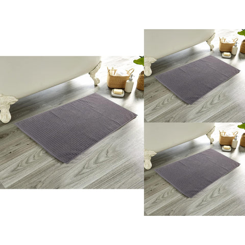 OLIVIA ROCCO Pack Of 3 Luxe Ultra-Soft Deep Cotton Pile Bathmats Eco-Friendly Absorbent Quick-Drying Premium Cotton Rug For Bathroom Decor