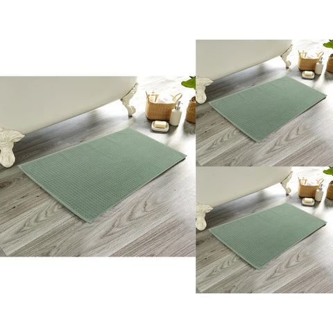OLIVIA ROCCO Pack Of 3 Luxe Ultra-Soft Deep Cotton Pile Bathmats Eco-Friendly Absorbent Quick-Drying Premium Cotton Rug For Bathroom Decor