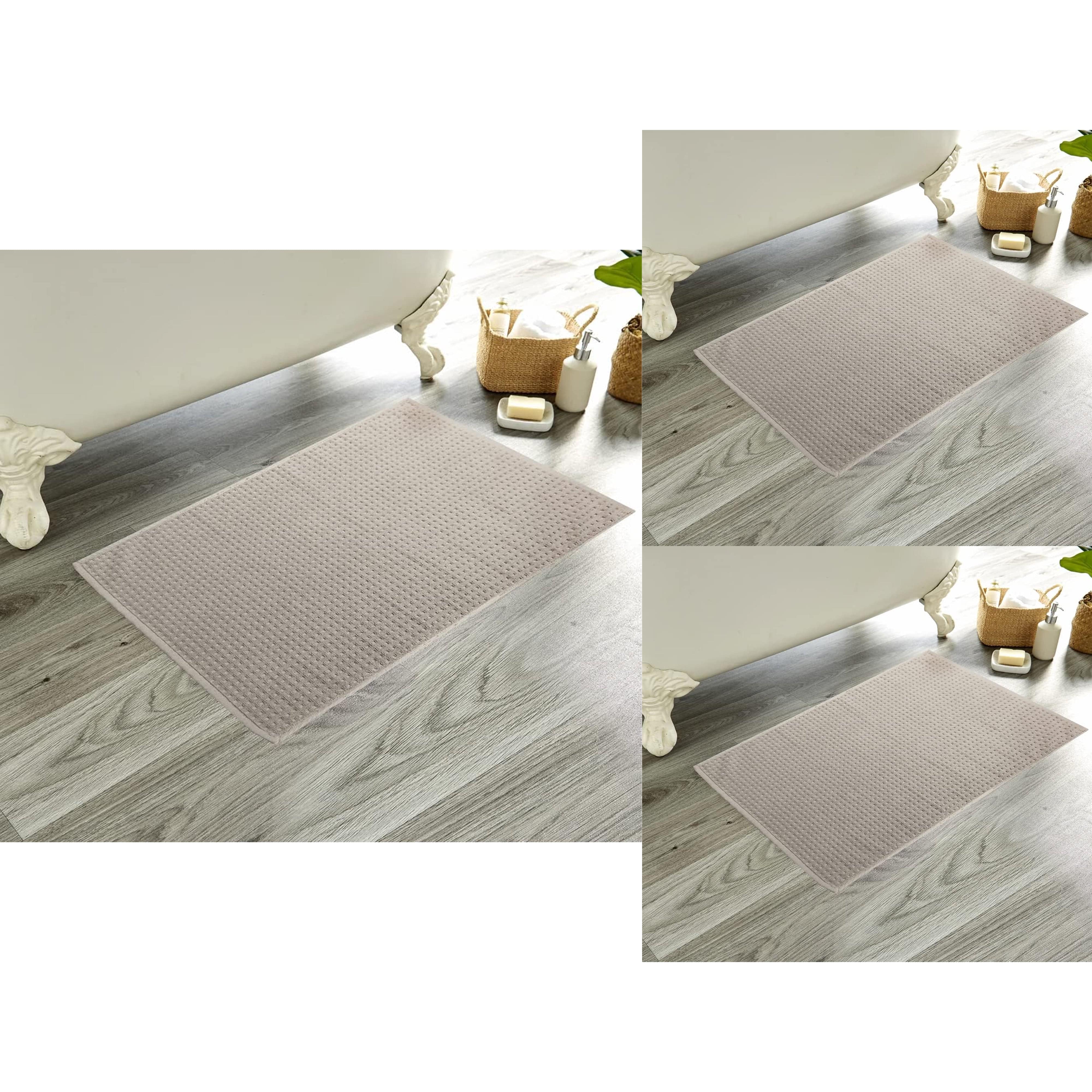 OLIVIA ROCCO Pack Of 3 Luxe Ultra-Soft Deep Cotton Pile Bathmats Eco-Friendly Absorbent Quick-Drying Premium Cotton Rug For Bathroom Decor