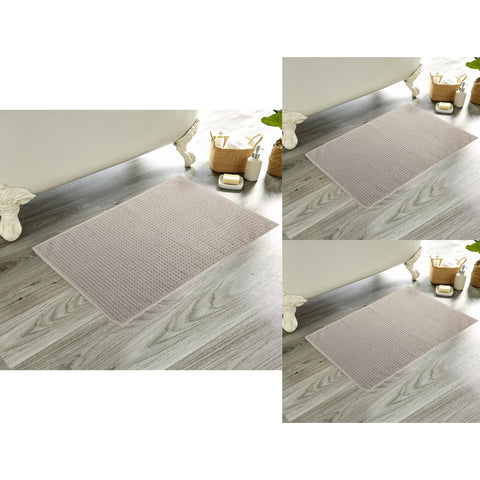 OLIVIA ROCCO Pack Of 3 Luxe Ultra-Soft Deep Cotton Pile Bathmats Eco-Friendly Absorbent Quick-Drying Premium Cotton Rug For Bathroom Decor