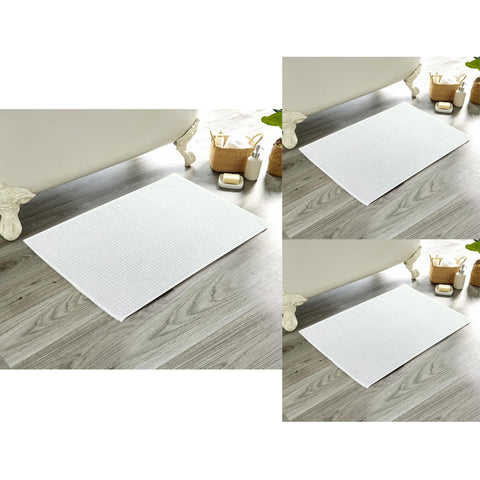 OLIVIA ROCCO Pack Of 3 Luxe Ultra-Soft Deep Cotton Pile Bathmats Eco-Friendly Absorbent Quick-Drying Premium Cotton Rug For Bathroom Decor